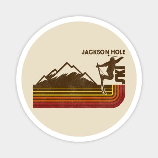 Retro Jackson Hole 70s/80s Style Skiing Stripe Magnet